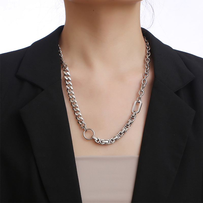 CC12 Bold Mixed Chain Stainless Steel Necklace