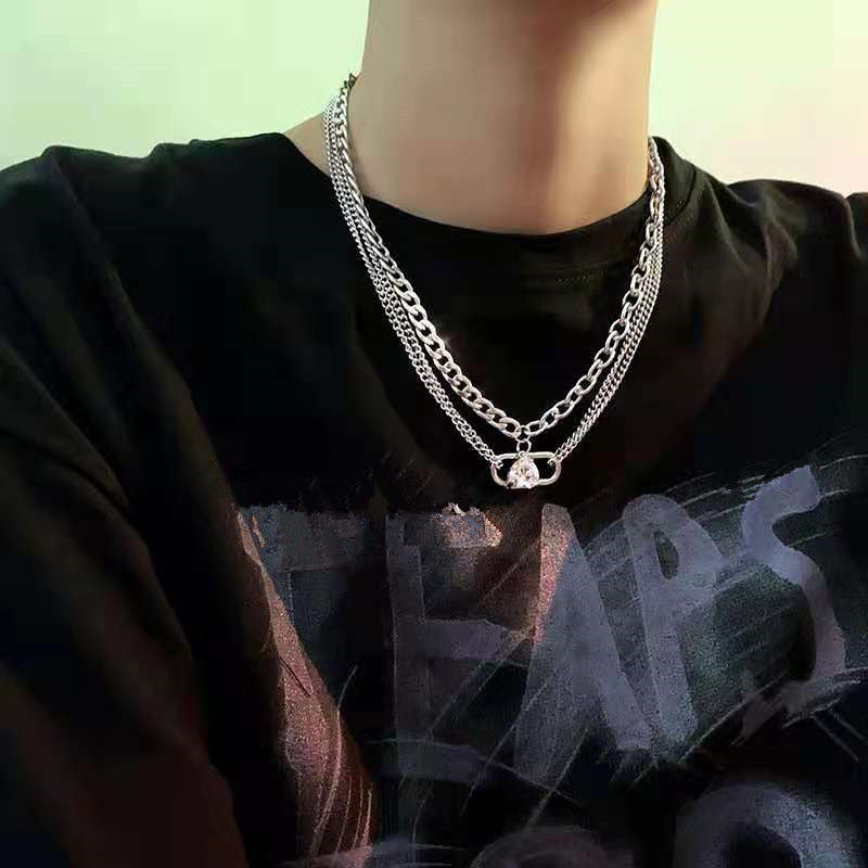 GP02 Triple-Layer Heart Zircon Chain Necklace