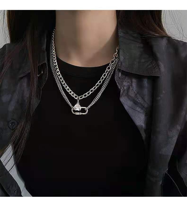 GP02 Triple-Layer Heart Zircon Chain Necklace
