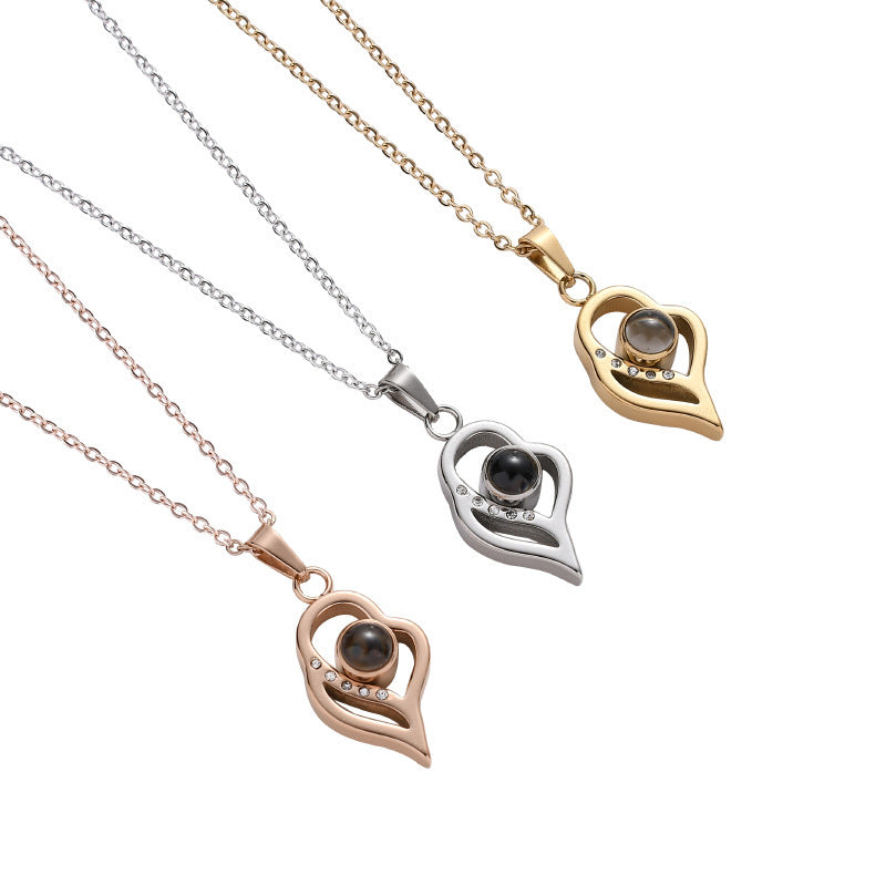 PX04 - Double Heart Custom Projection Necklace – Rose Gold, Silver, Gold