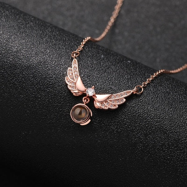 PX15 - Angel Wings Hidden Photo Necklace – Personalized Keepsake of Love