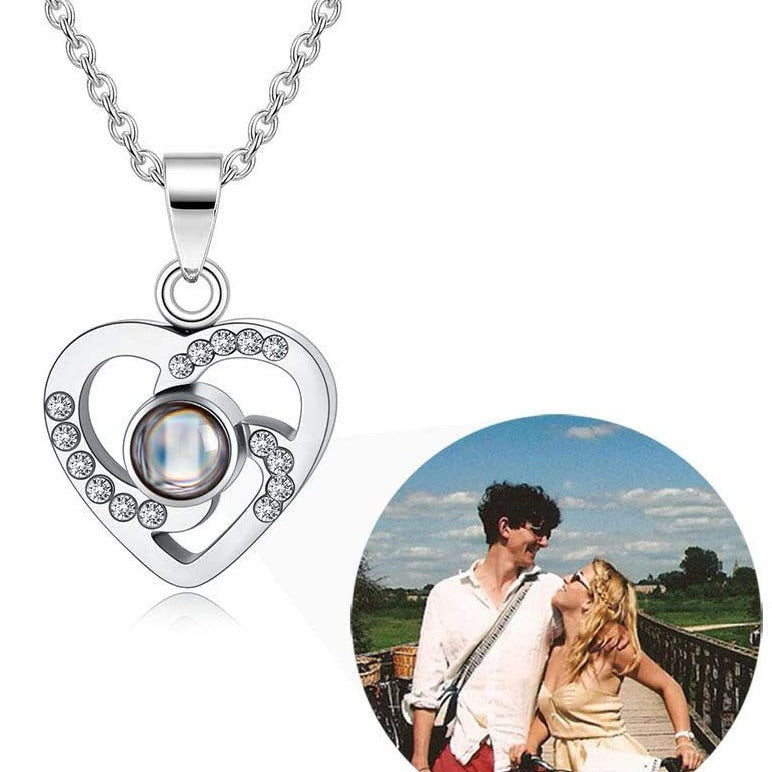 PX02 - Personalized Photo Projection Heart Necklace – Rose Gold, Silver, and Gold Colour