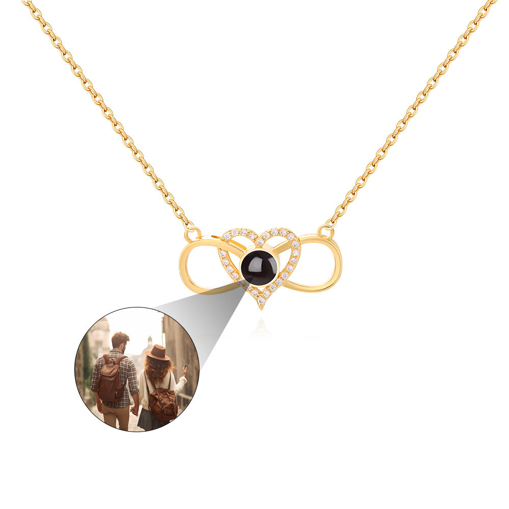 PX35 Infinity Heart Photo Projection Necklace – Eternal Love Captured in a Glance