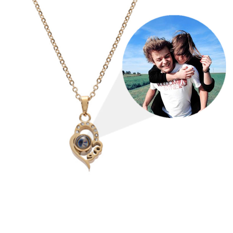 PX03 - Custom Photo Projection Teardrop Heart Necklace β Rose Gold, Silver, or Gold Colour