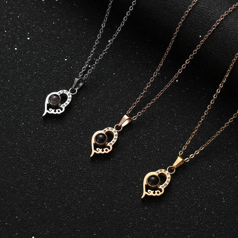 PX03 - Custom Photo Projection Teardrop Heart Necklace β Rose Gold, Silver, or Gold Colour