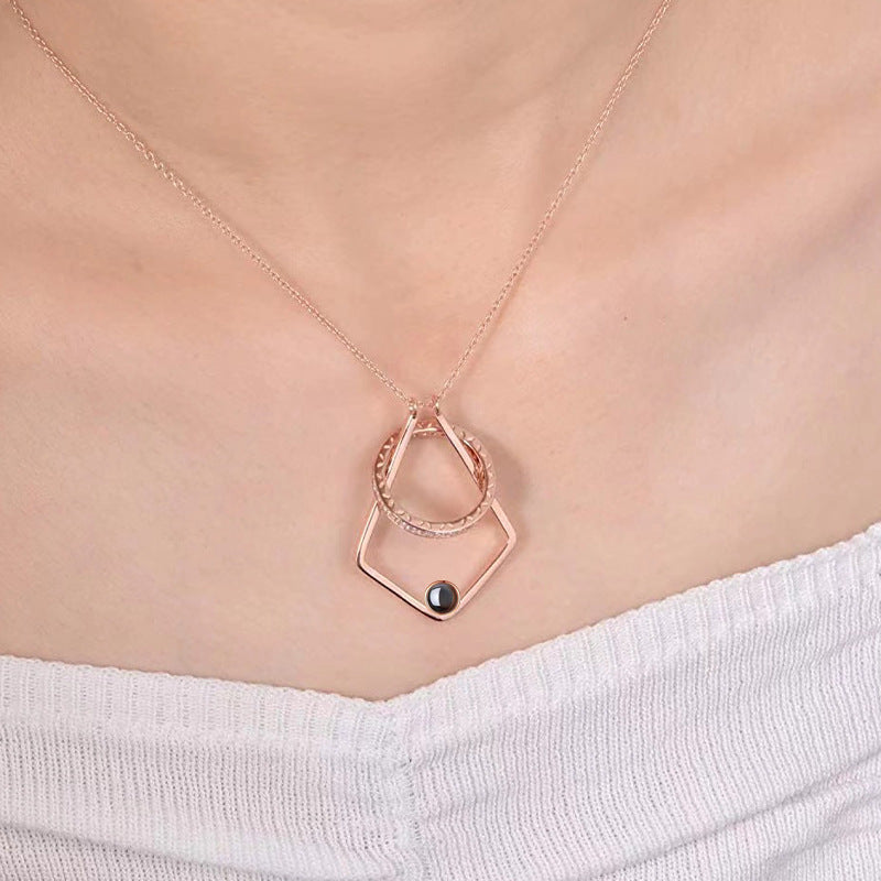 PX70 - Geometric Promise Photo Projection Necklace