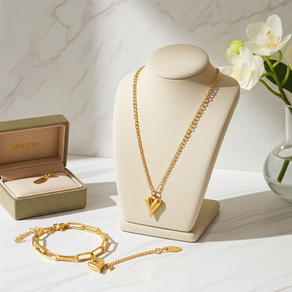 GP11 - Chunky Heart Link Chain Bracelet & Necklace – Bold Love in Every Link
