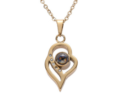 PX04 - Double Heart Custom Projection Necklace – Rose Gold, Silver, Gold