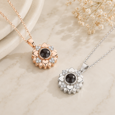 Personalized Heart Bloom Photo Projection Necklace