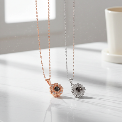 PXS111 - Personalized Heart Bloom Photo Projection Necklace
