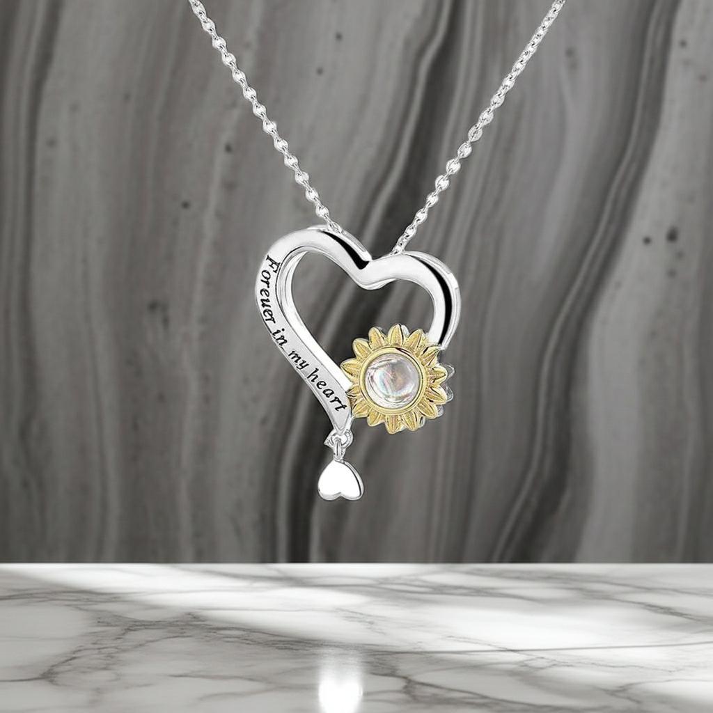 PXS114 - Forever in My Heart – Sunflower Photo Projection Necklace
