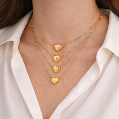 GP17 - Gold Heart Initial Necklace – Personalized Love Keepsake