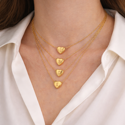 GP17 - Gold Heart Initial Necklace – Personalized Love Keepsake