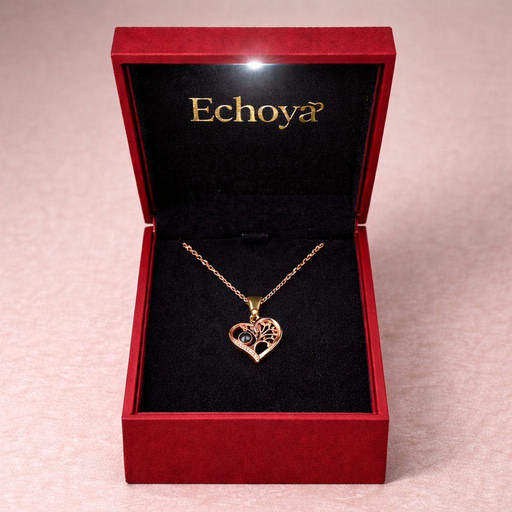 PXS101 - Eternal Tree of Love Projection Necklace – Silver & Rose Gold