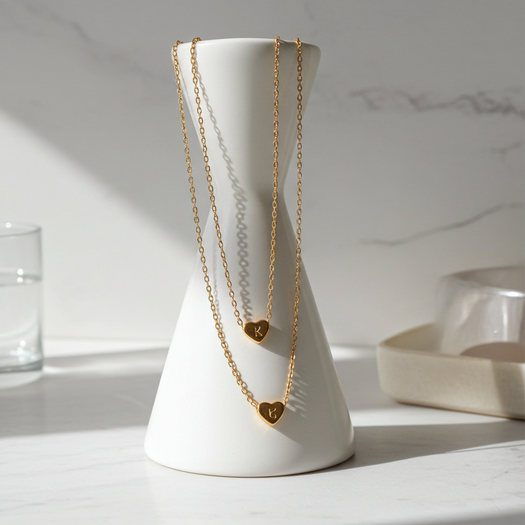 GP17 - Gold Heart Initial Necklace – Personalized Love Keepsake
