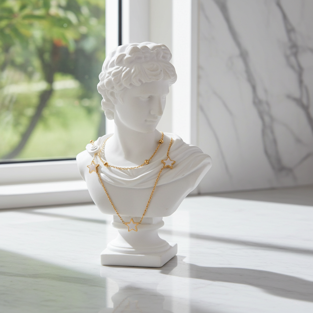 GP63 - Echoya White Heart & Clover Layered Necklace