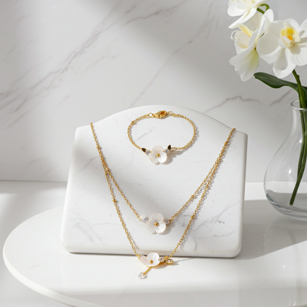 GP15 - Elegant Blossom Necklace & Bracelet