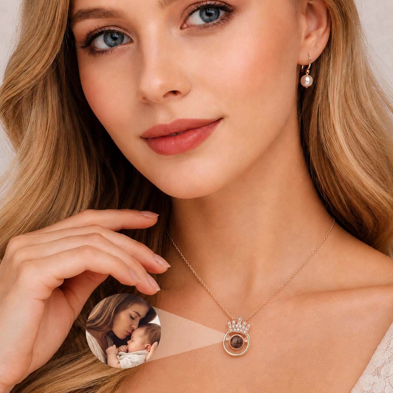 Personalized Photo Projection Heart Necklace with Picture Inside – Gift for Her – Rose Gold, Silver, and Gold Colour