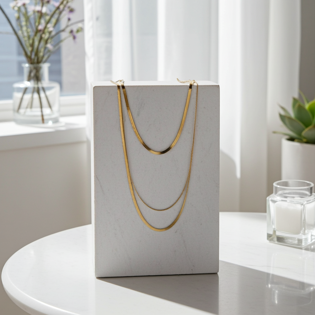 GP24 - Two-Layer Flat Snake Chain Necklace