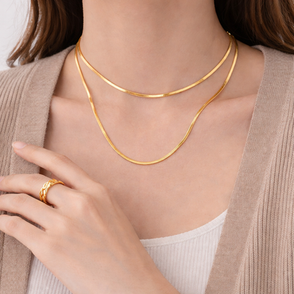 GP24 - Two-Layer Flat Snake Chain Necklace
