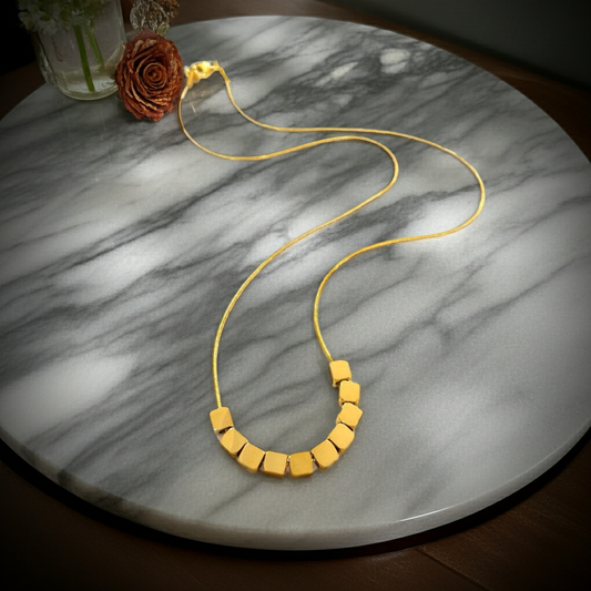 CC01 - Minimalist Gold Cube Bead Necklace | Customizable Geometric Jewelry