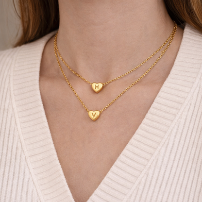 GP17 - Gold Heart Initial Necklace – Personalized Love Keepsake