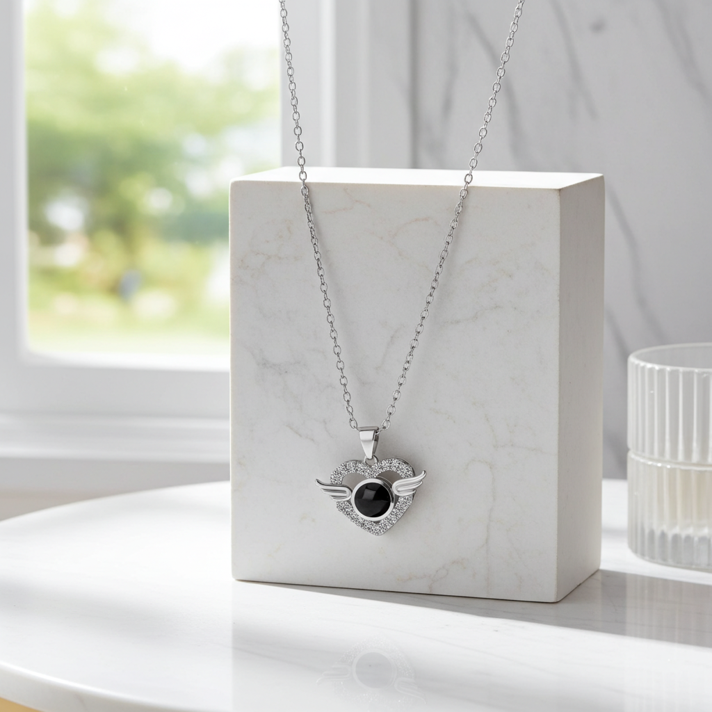 PX42 - Angel Wings Heart Projection Necklace – A Keepsake of Eternal Love