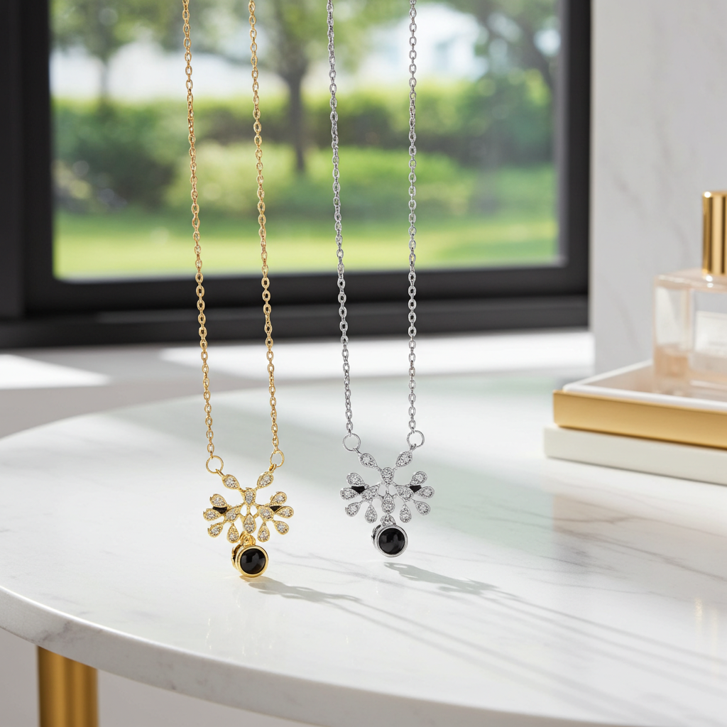 PX12 - Hidden Photo Teardrop Necklace – A Touch of Emotion, Worn with Elegance
