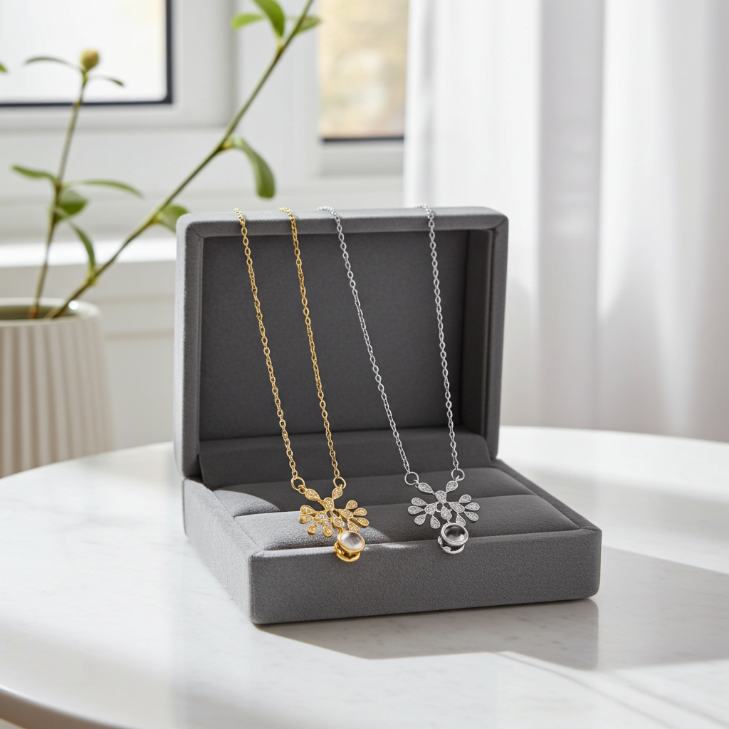 PX12 - Hidden Photo Teardrop Necklace – A Touch of Emotion, Worn with Elegance