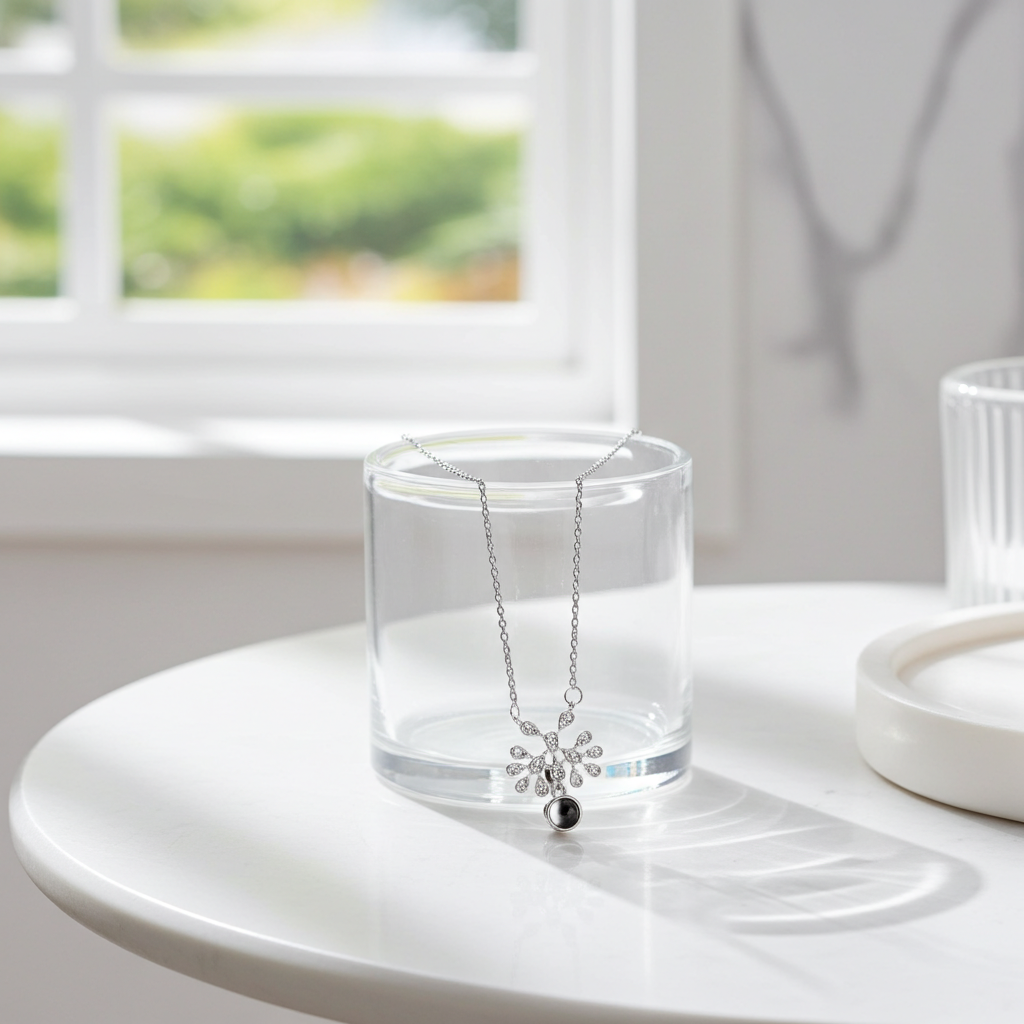 PX12 - Hidden Photo Teardrop Necklace – A Touch of Emotion, Worn with Elegance