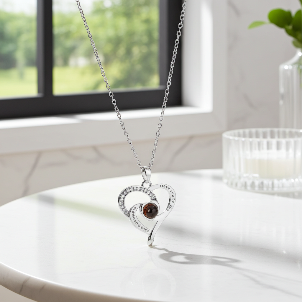 PX69 - Promise Heart Photo Projection Necklace