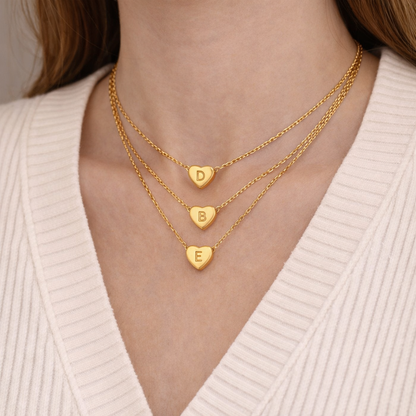 GP17 - Gold Heart Initial Necklace – Personalized Love Keepsake
