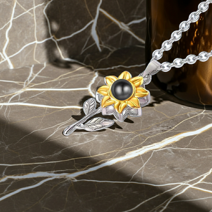 PX07 - Custom Sunflower Projection Necklace – Hidden Photo Inside (Multiple Color Options)