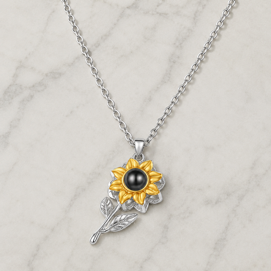 Personalised Sunflower Photo Projection Necklace