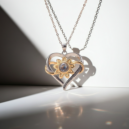 CC13 - Heart & Sunflower S925 Silver Necklace – “You Are My Sunshine”