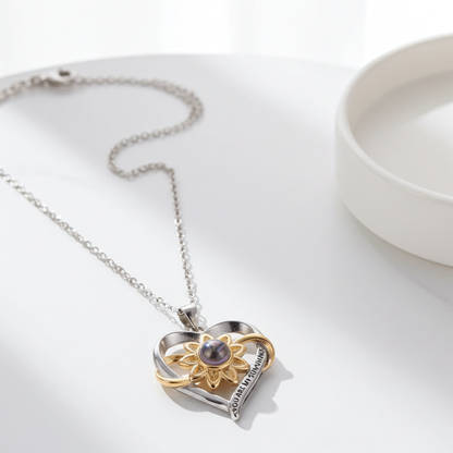 CC13 - Heart & Sunflower S925 Silver Necklace – “You Are My Sunshine”