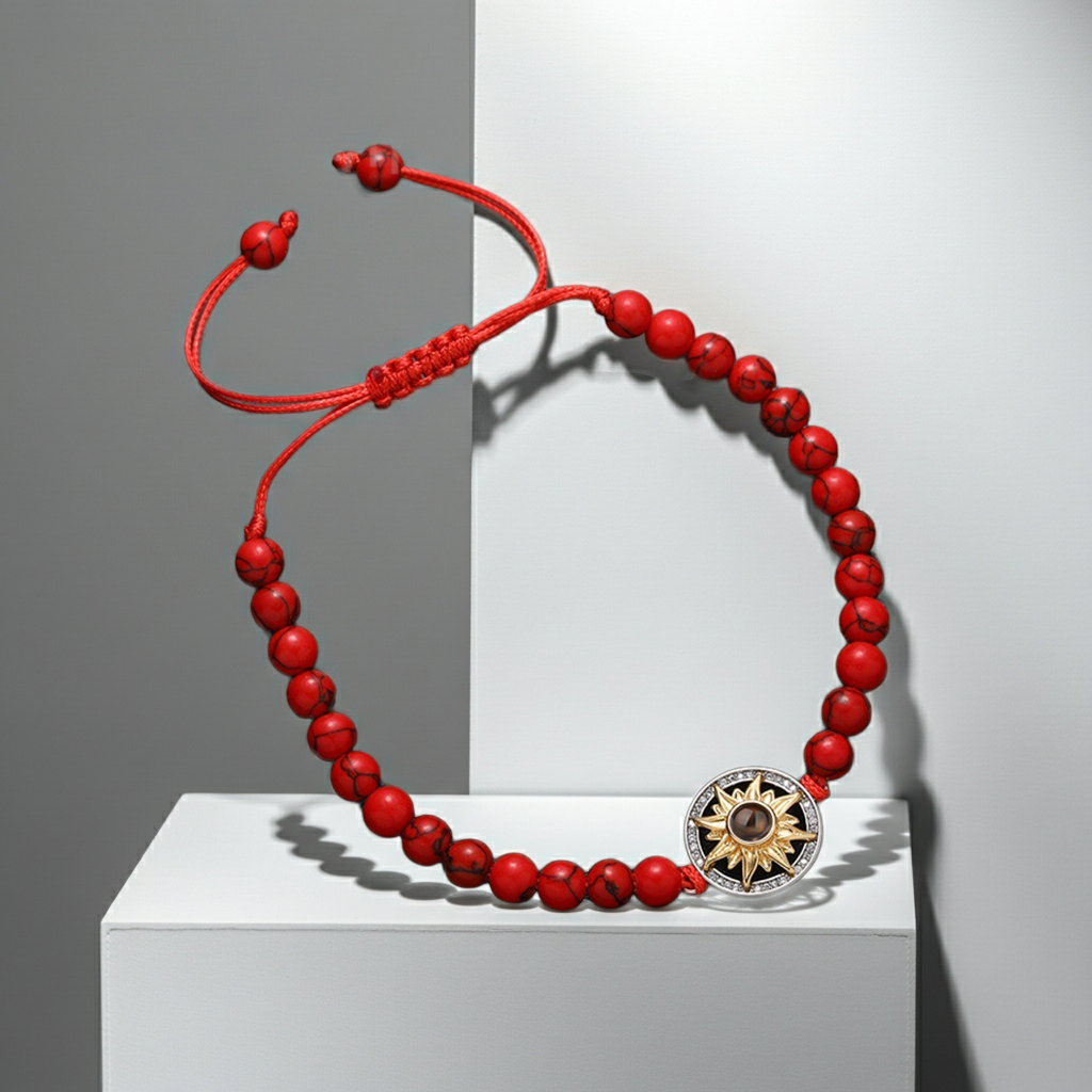 PS06 - Personalized Sun Photo Projection Beaded Bracelet