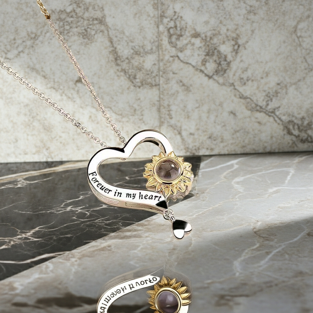 PXS114 - Forever in My Heart – Sunflower Photo Projection Necklace