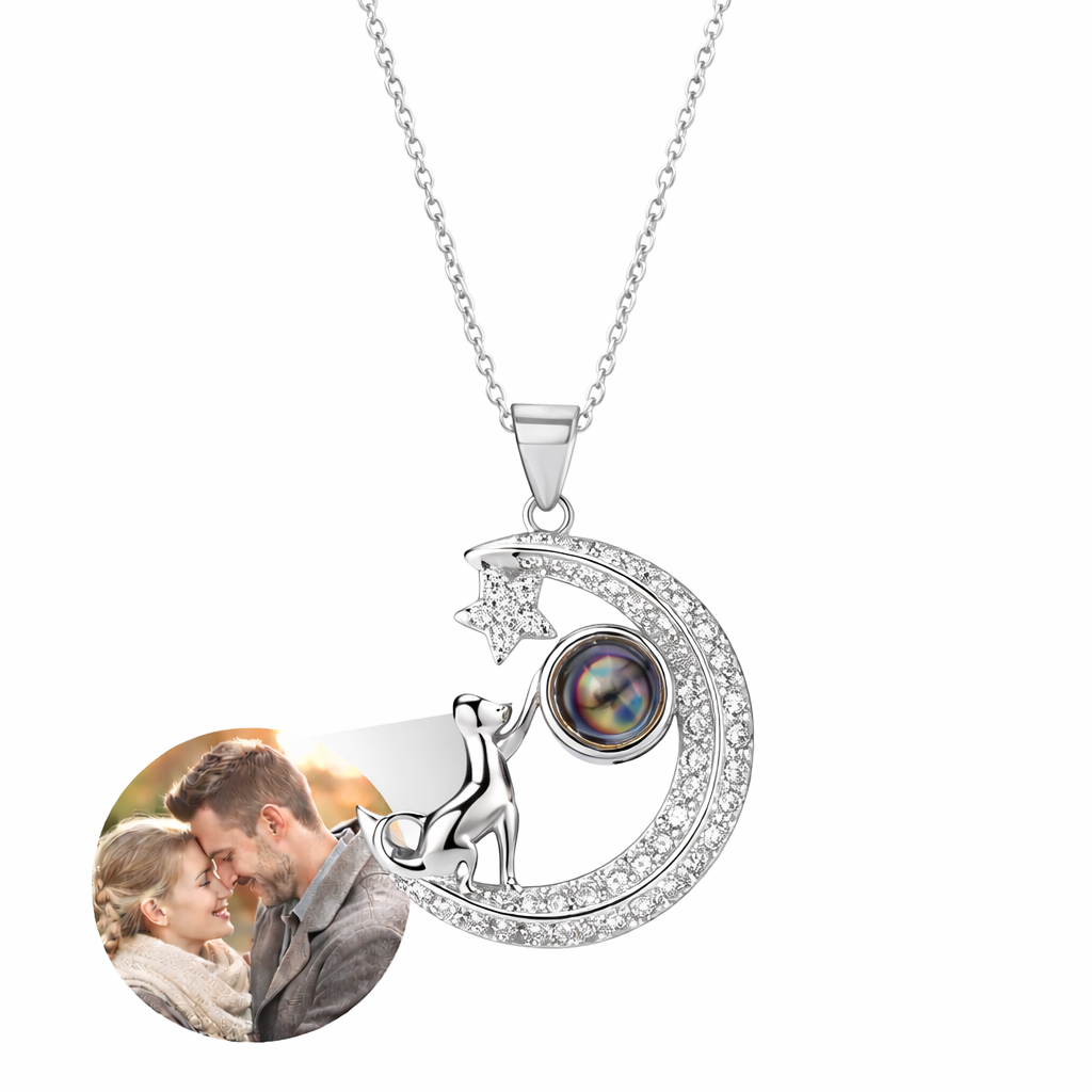 PXS104 - “Reach for the Stars” Moon & Dog Photo Projection Necklace