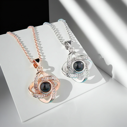 PX21 - Rotating Star Hidden Photo Necklace – Rose Gold / Silver