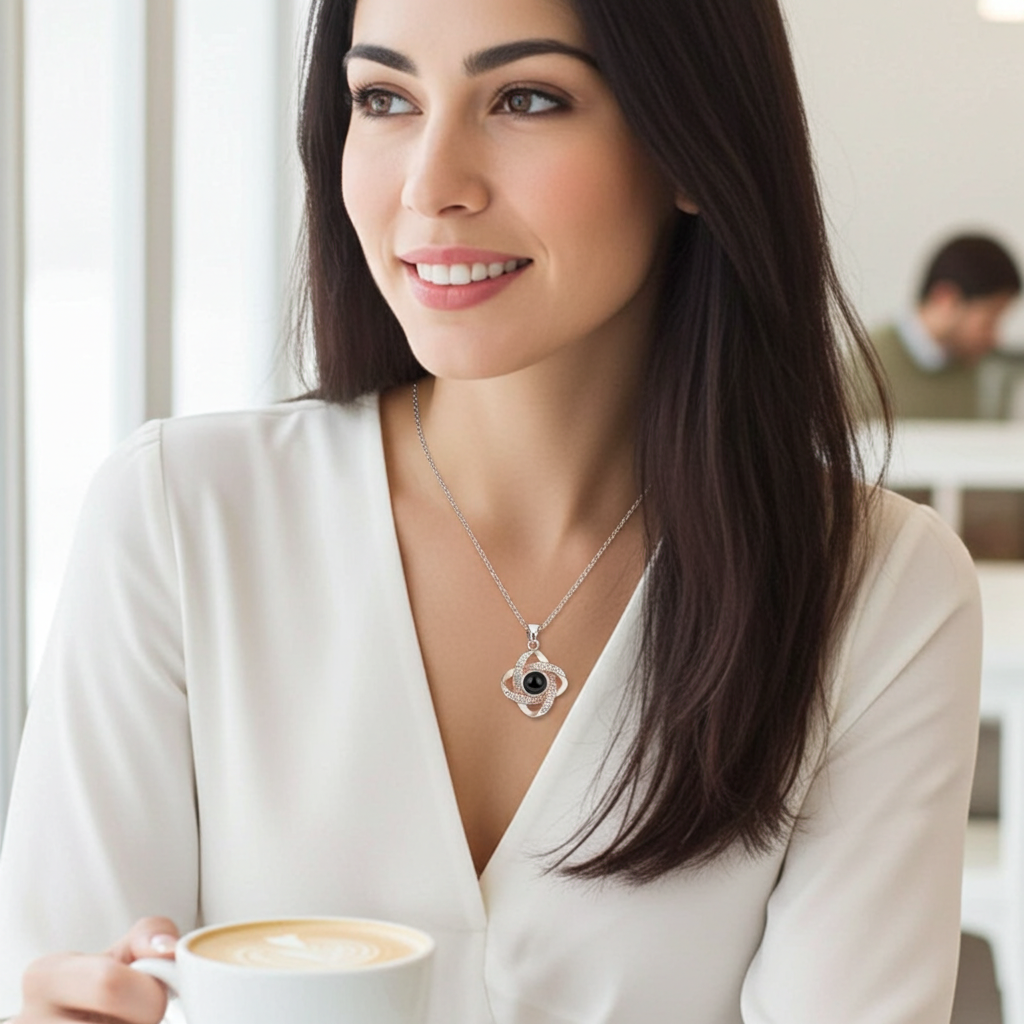 PX21 - Rotating Star Hidden Photo Necklace – Rose Gold / Silver