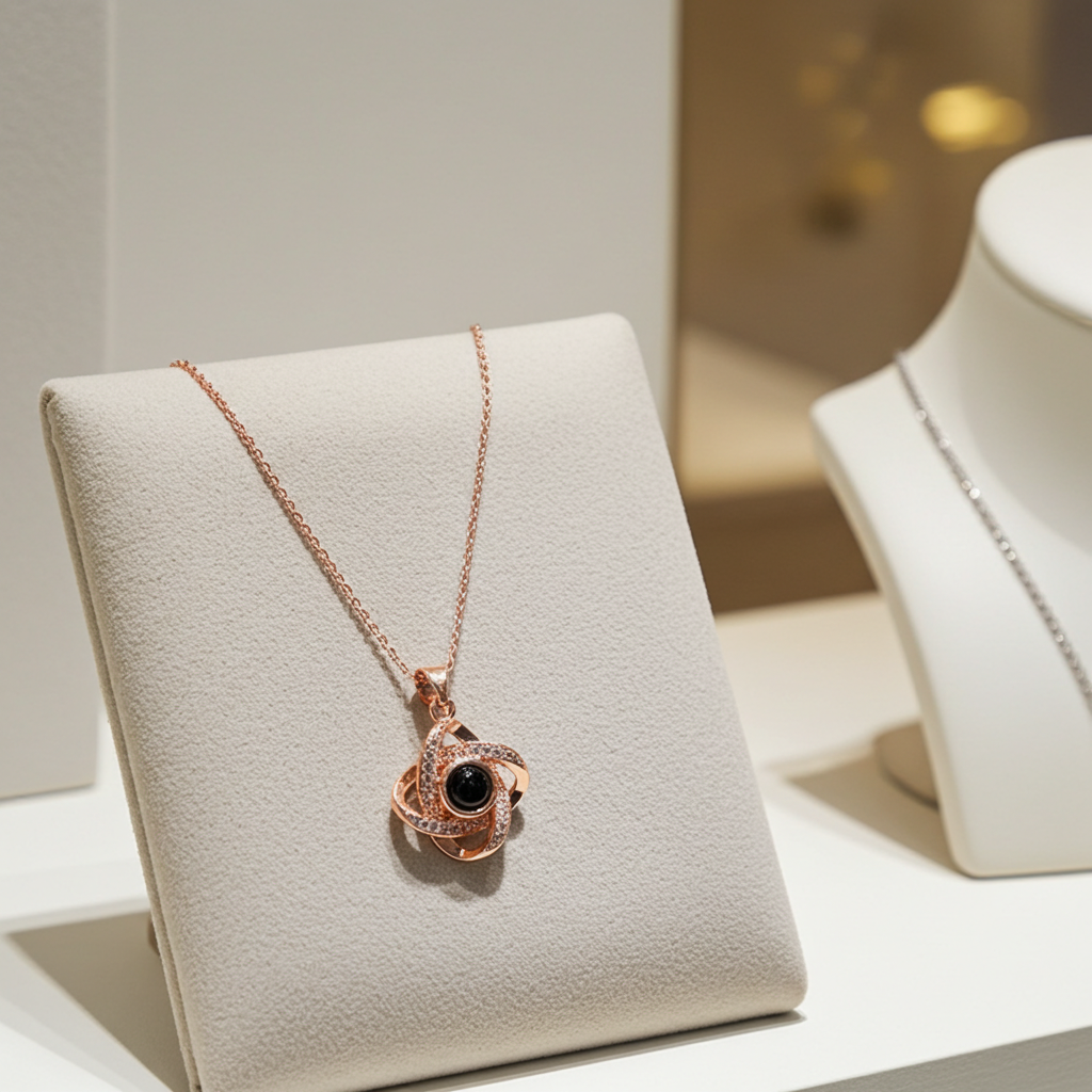 PX21 - Rotating Star Hidden Photo Necklace – Rose Gold / Silver