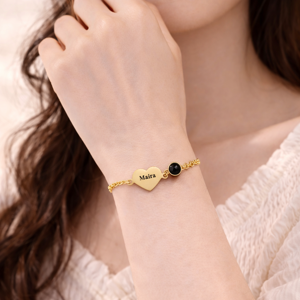 PS33 - Personalized Name & Photo Projection Heart Bracelet