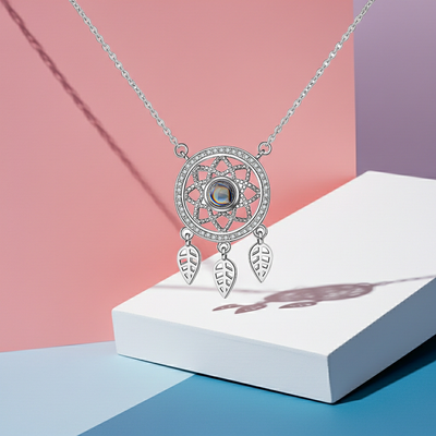 PX23 - Dreamcatcher Hidden Photo Projection Necklace – Silver / Rose Gold