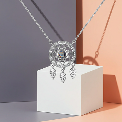 PX23 - Dreamcatcher Hidden Photo Projection Necklace – Silver / Rose Gold