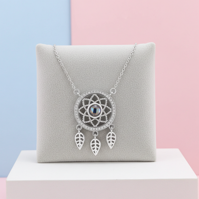 PX23 - Dreamcatcher Hidden Photo Projection Necklace – Silver / Rose Gold