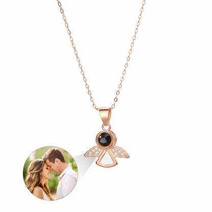 PXS100 - Silver Angel Wings Photo Projection Necklace – A Guardian of Your Memories