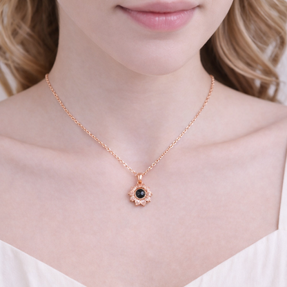 PXS111 - Personalized Heart Bloom Photo Projection Necklace