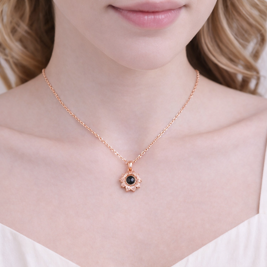 PXS111 - Personalized Heart Bloom Photo Projection Necklace