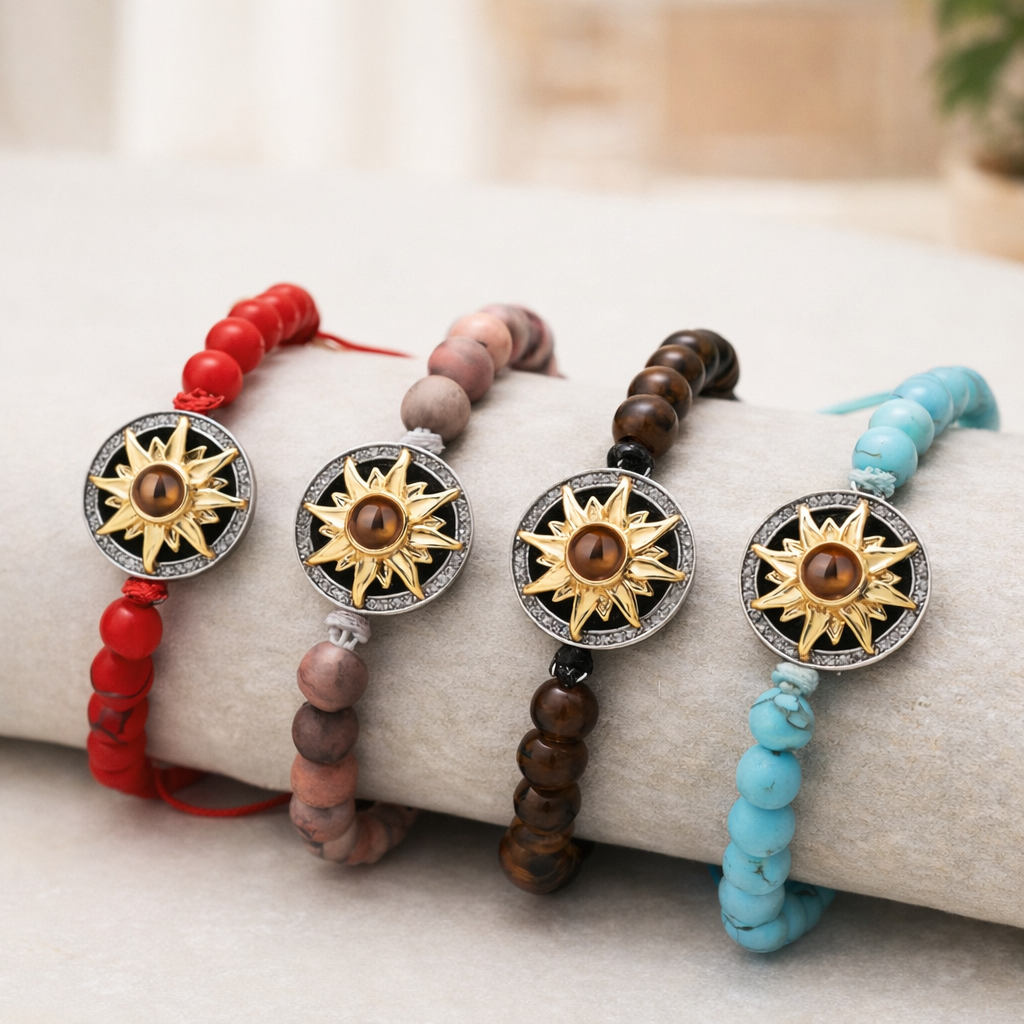 PS06 - Personalized Sun Photo Projection Beaded Bracelet